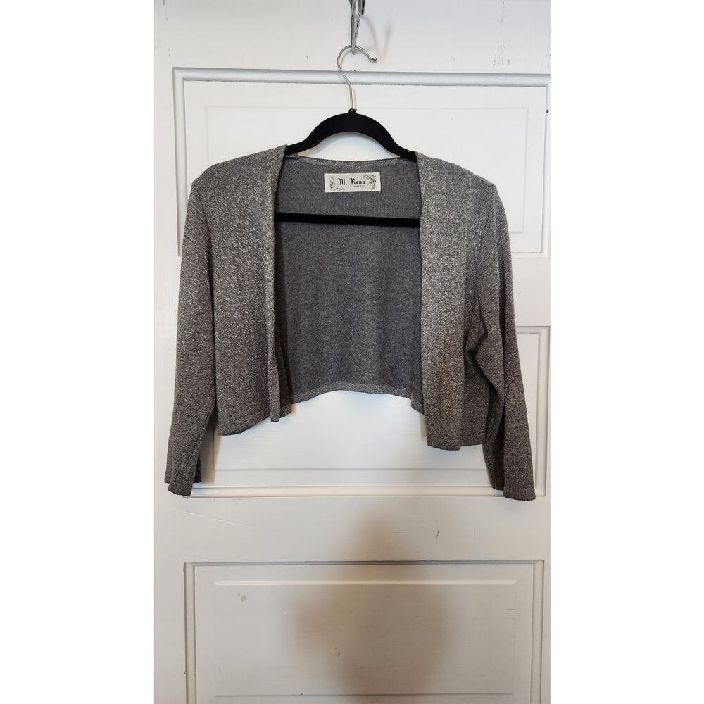 M. Rena Women's L Sweater Gray Sparkle Pretty Lightweight Simple
